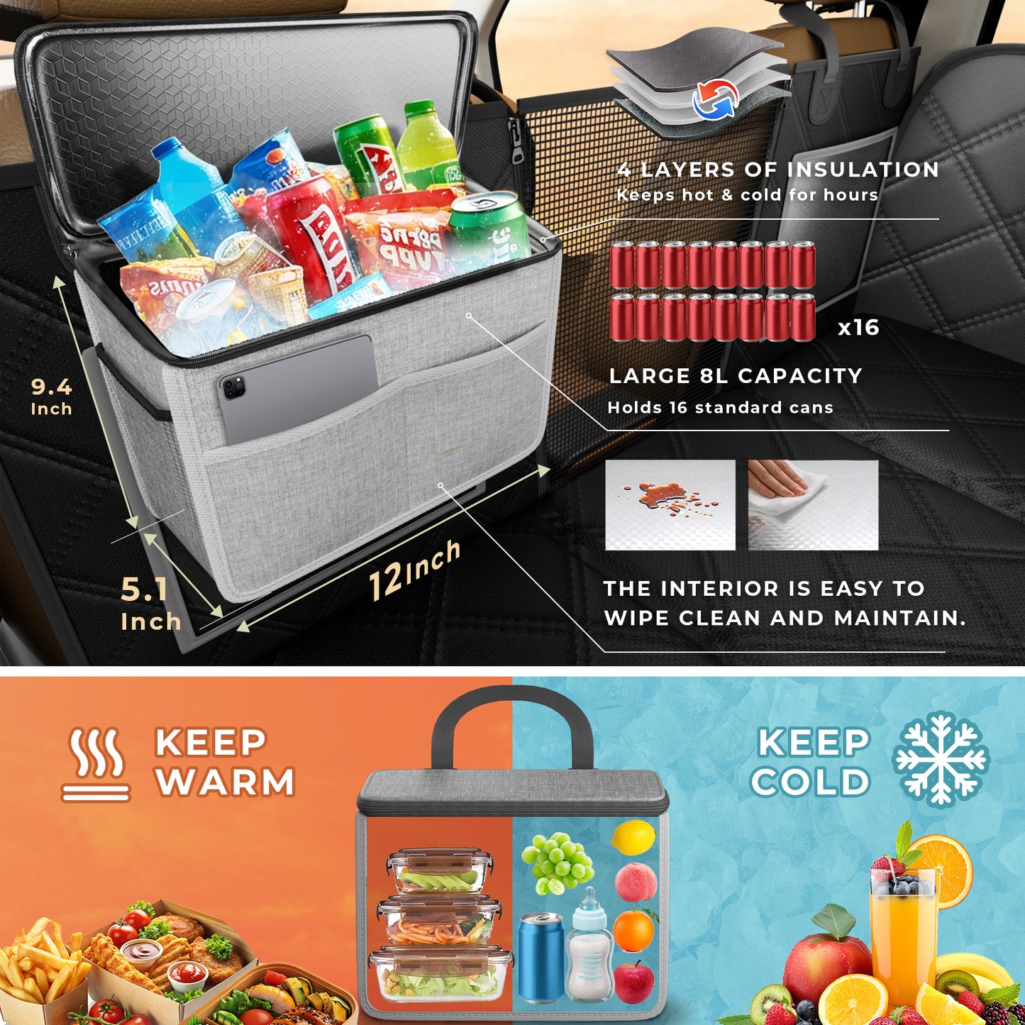 DROEDO Dog Car Seat Cover for Back Seat,Sturdy Hard Bottom Dog Car Seat Extender Supports Up to 500 Pounds,Waterproof Dog Car Hammock for Car SUV Truck